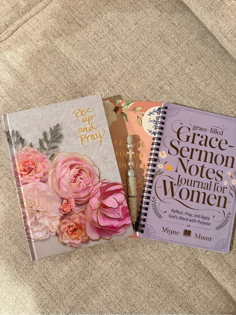 Faith and Inspirational Journal Bundle with Pen with Cross Accent